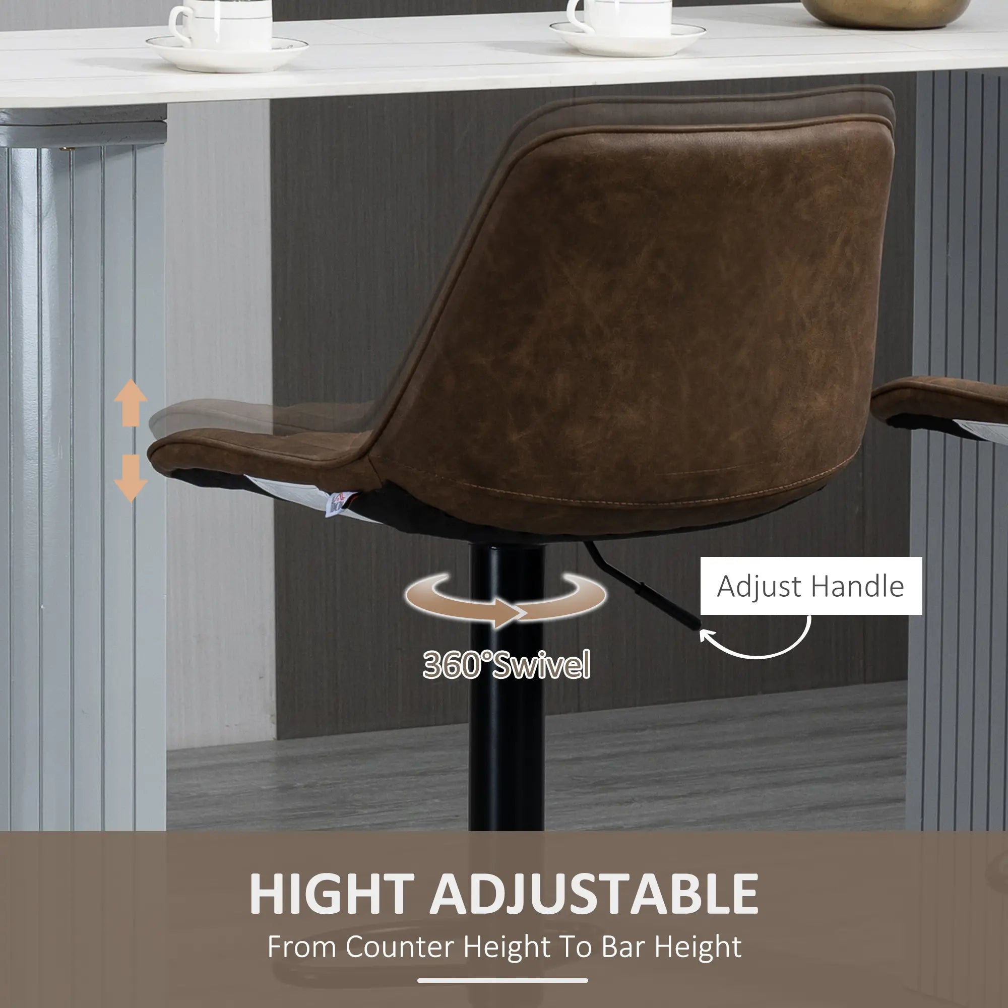 Swivel Counter Height Barstools Set of 2, Adjustable, Dark Brown Bar Stools at Gallery Canada