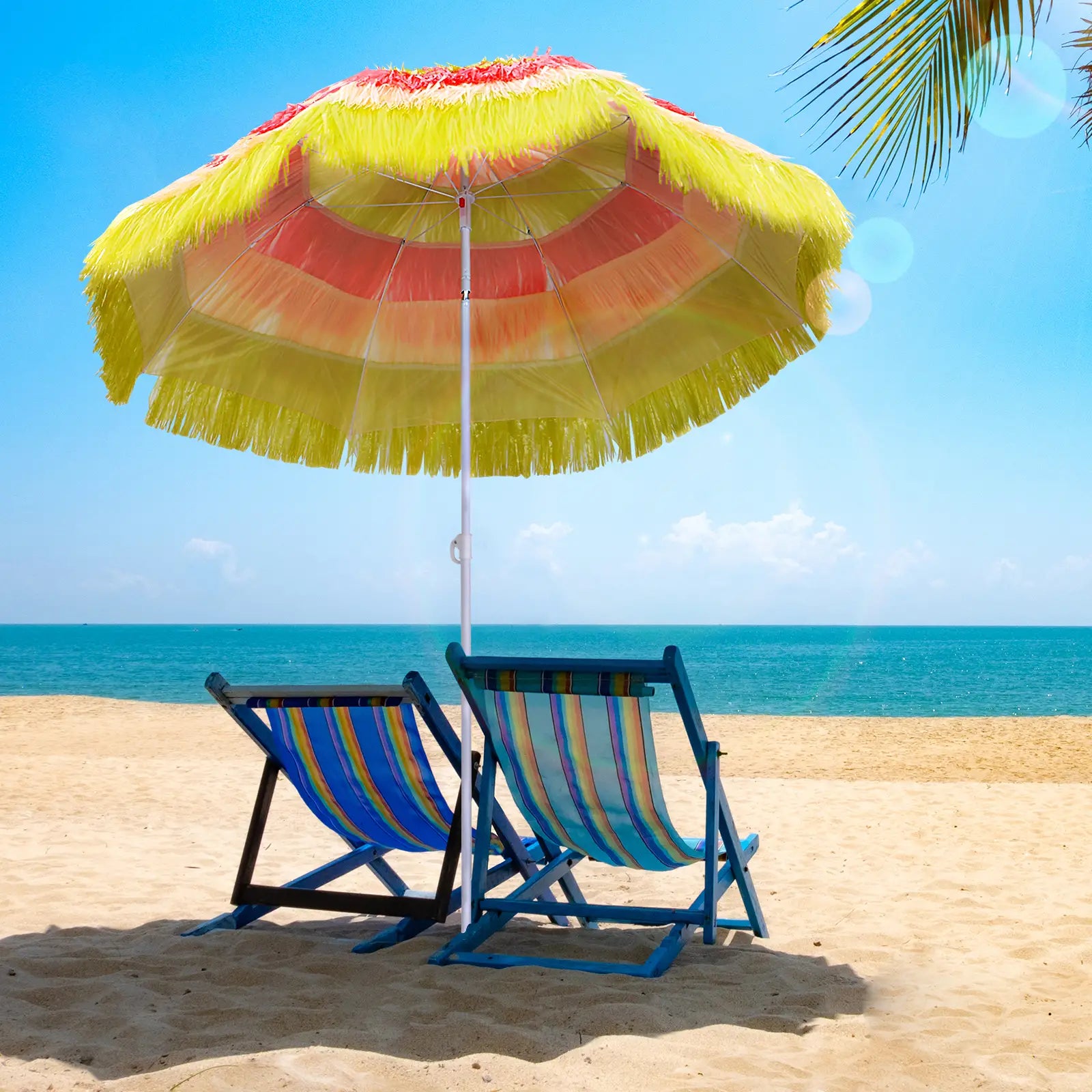 6FT Beach Umbrella, Tilt Sunshade, Adjustable Height, Multi-Color Beach Umbrellas at Gallery Canada