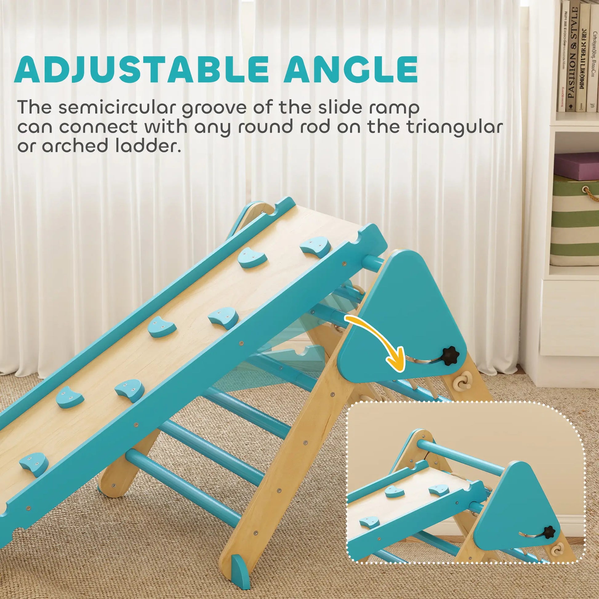 8-in-1 Pikler Triangle Set, Foldable Wooden Climbing Toys, Blue Kids Gym & Playmats at Gallery Canada