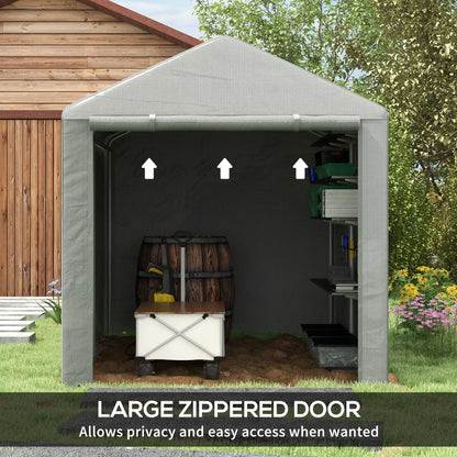 Portable Bicycle Shed, Galvanized Steel Frame, Large Door, Waterproof, Light Grey Sheds at Gallery Canada
