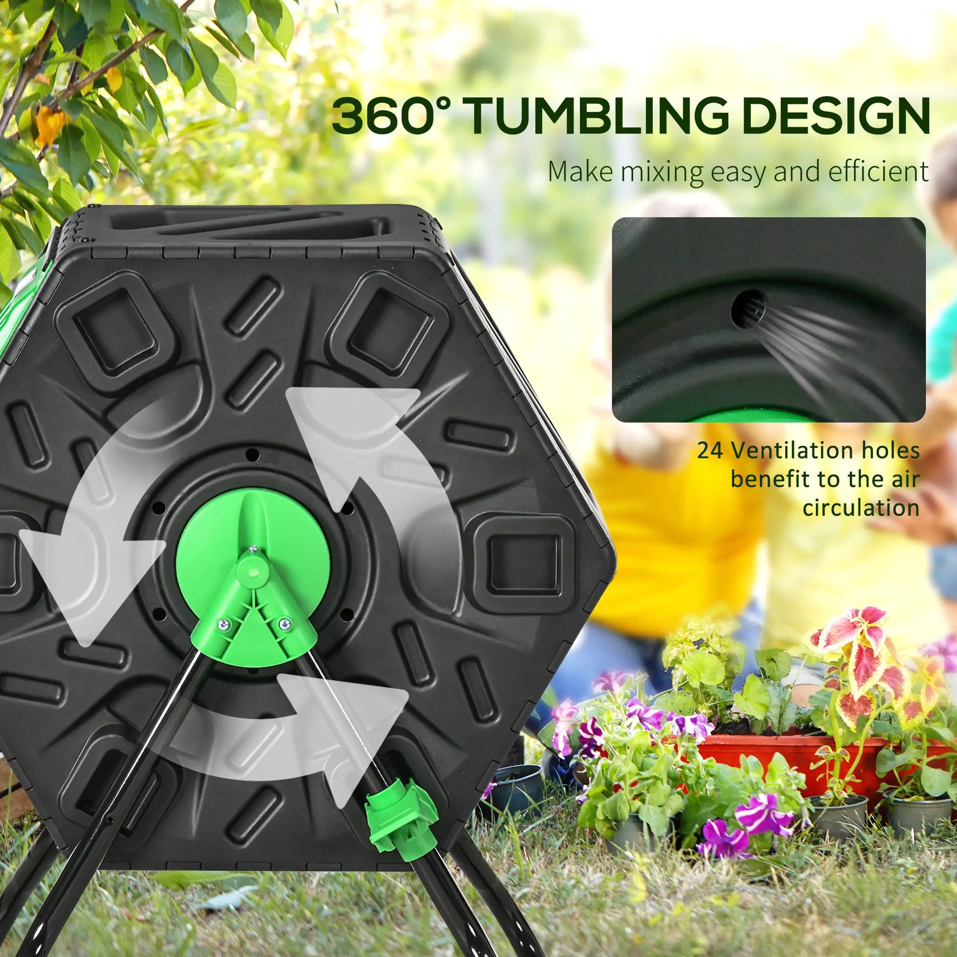 Rotating Composter, 17 Gallon, Steel Legs, 24 Vents Outdoor Compost Bin at Gallery Canada