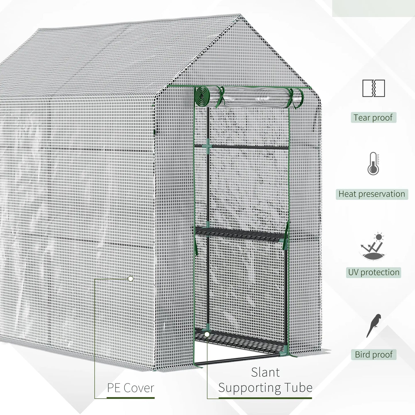 73" x 47" x 75" Walk-in Greenhouse, Portable Plant Growth House, White Walk In Greenhouses at Gallery Canada