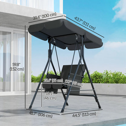 Outdoor Porch Swing, Adjustable Canopy, Removable Cushion, 1-Seat Patio Swings with Stand at Gallery Canada