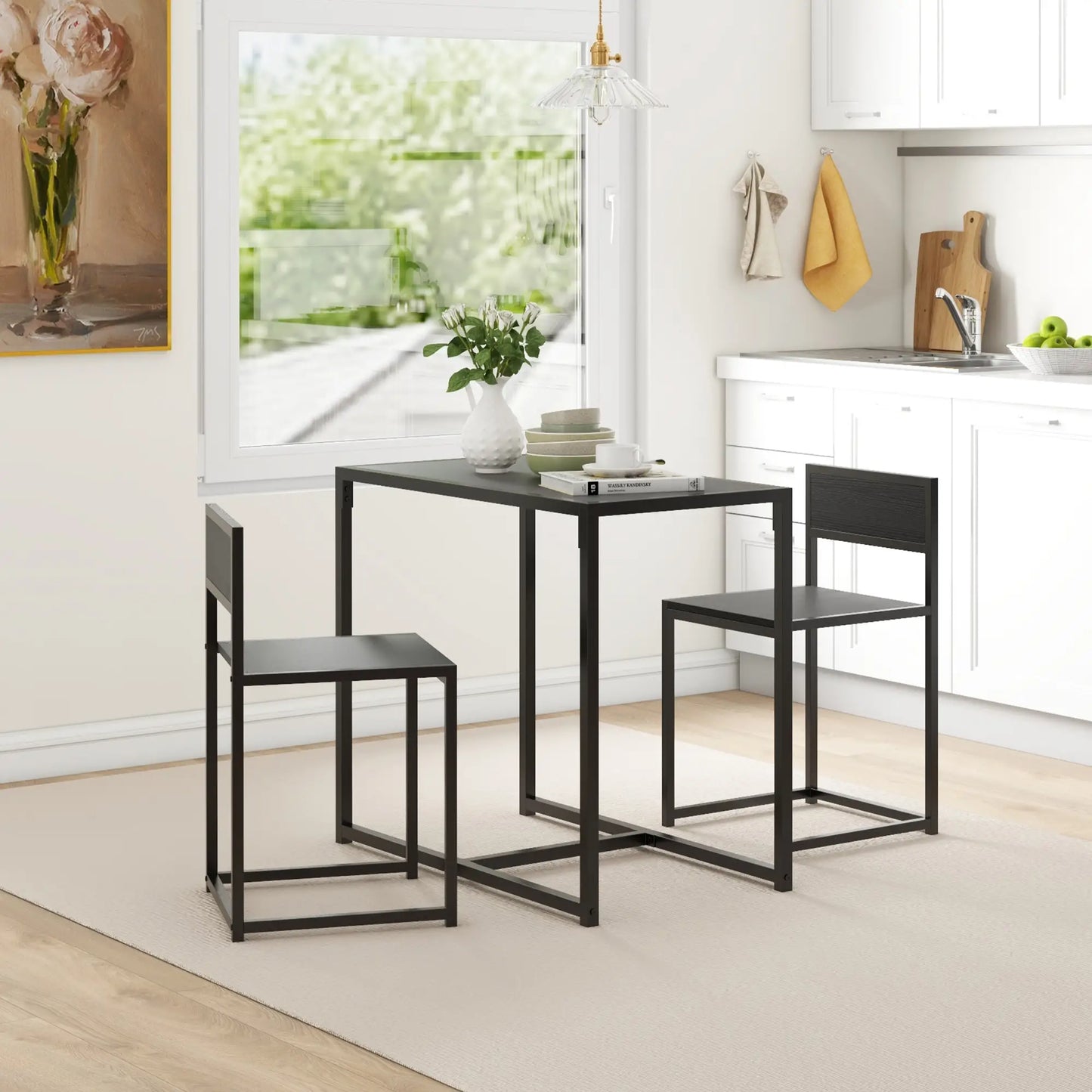 Industrial Dining Table Set for 2, Kitchen Table and Chairs, Small Space Bar Sets at Gallery Canada