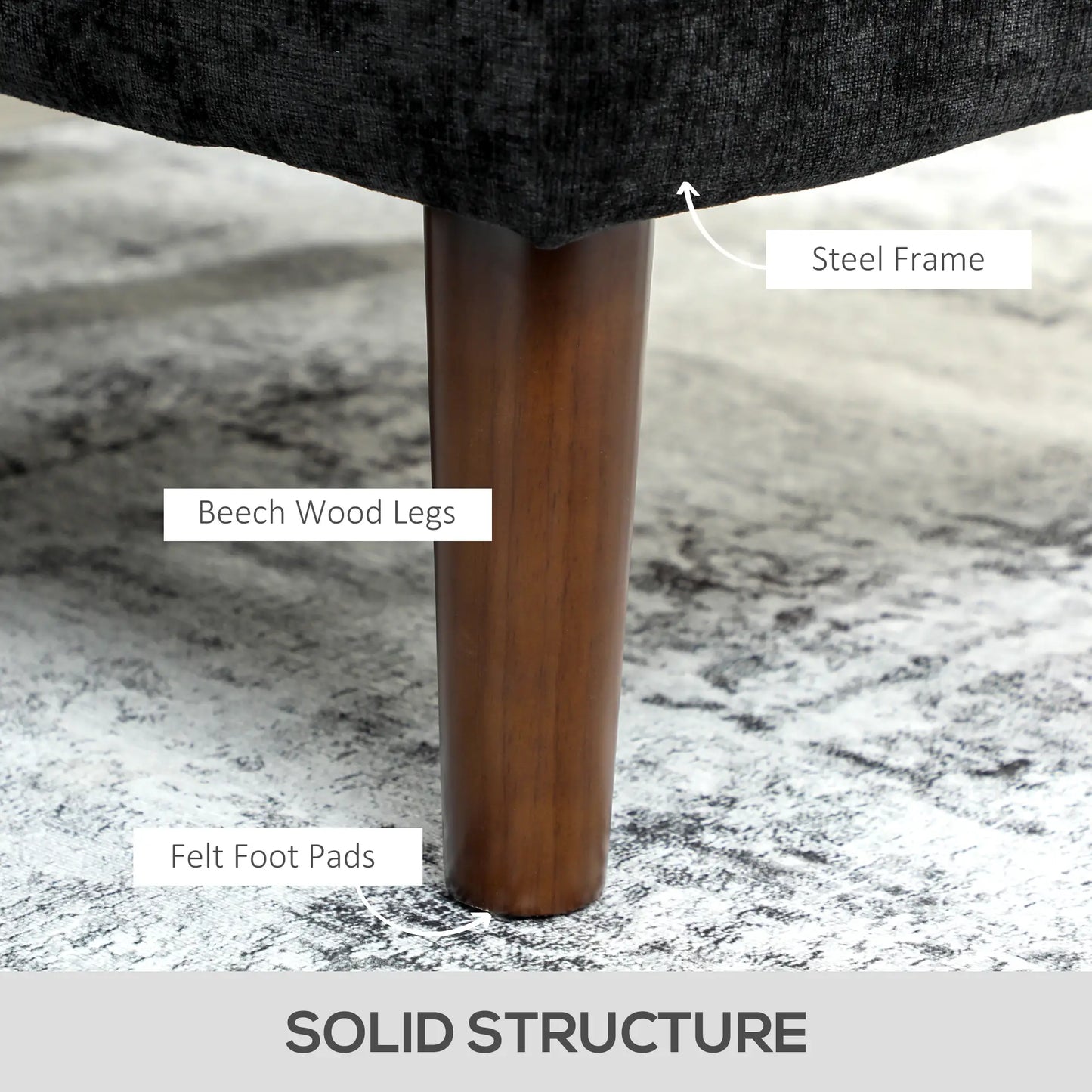 L Shape Sofa, Modern Sectional Couch, Chaise Lounge, Wooden Legs, Black 3-Seater Sofas at Gallery Canada