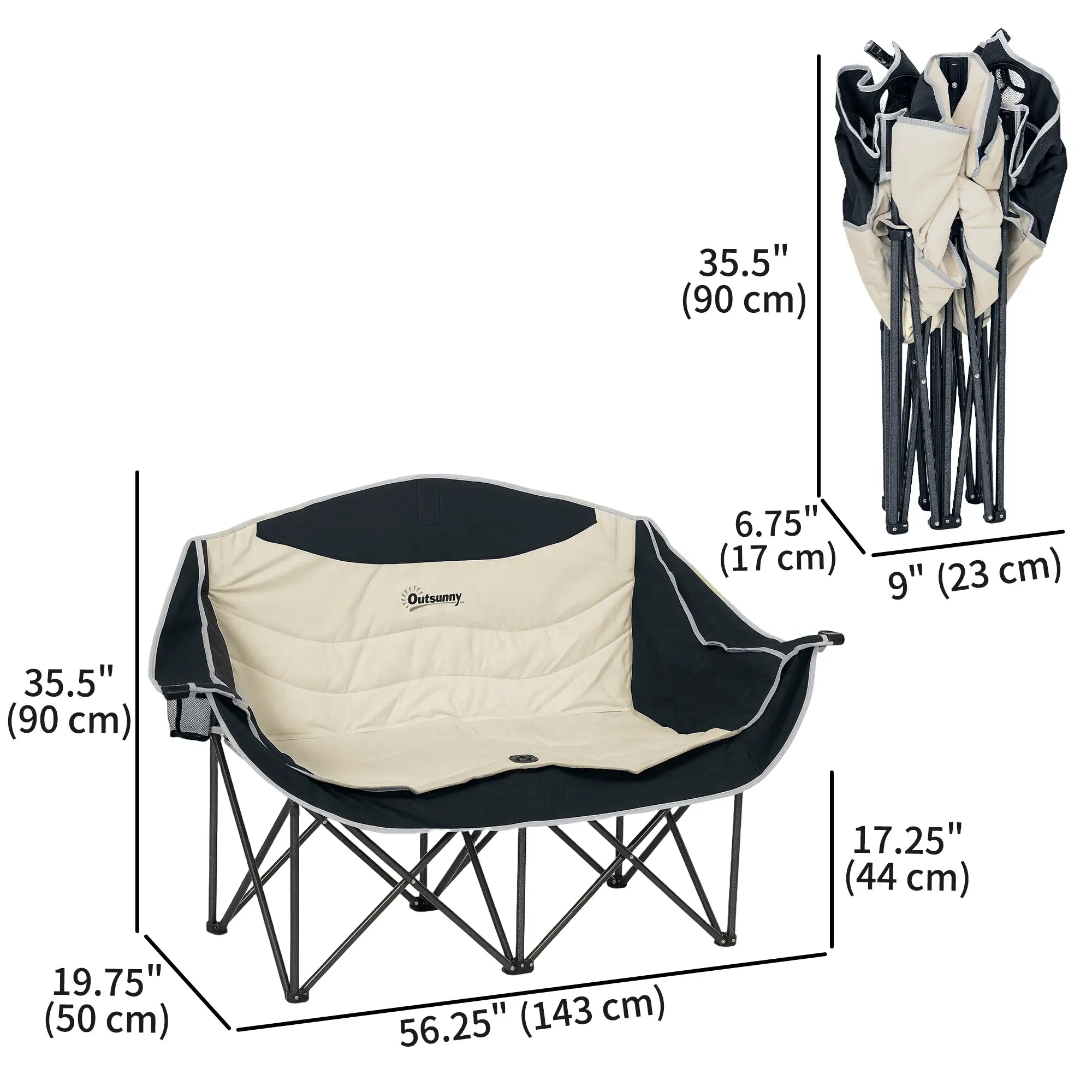 Portable Camp Chair, Double with Cup Holders, Carry Bag, 551 lbs, Khaki Picnic Tables & Camping Chairs at Gallery Canada