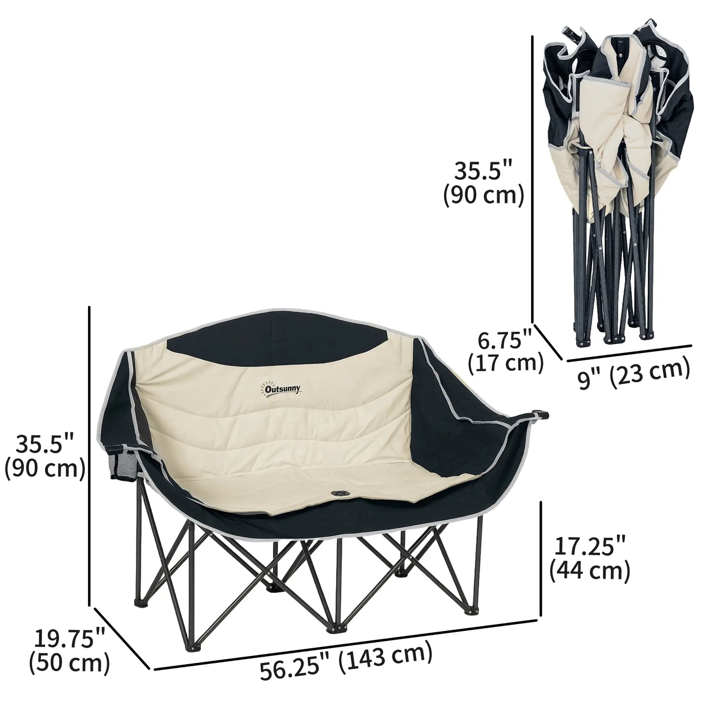 Portable Camp Chair, Double with Cup Holders, Carry Bag, 551 lbs, Khaki Picnic Tables & Camping Chairs at Gallery Canada