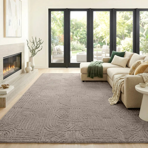 5x7 Faux Fur Rug, Non-Slip Carpet for Living Room, Bedroom, Tan