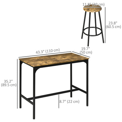 5-Piece Bar Table Set, Industrial Counter Height, Rustic Brown, Brown Bar Sets at Gallery Canada