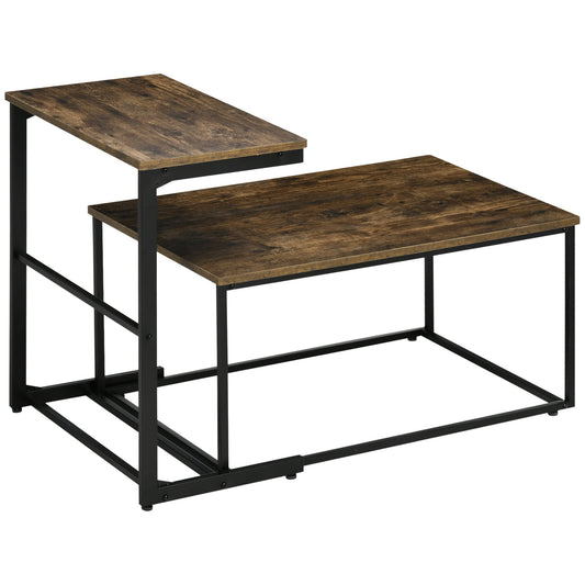 Nesting Tables Set of 2, Industrial Style Coffee Table Set with Metal Frame &; Adjustable Foot Pads for Living Room, Bed Room, Brown - Gallery Canada
