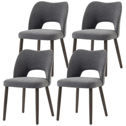Upholstered Dining Chairs Set, Rubberwood Legs, Dark Grey