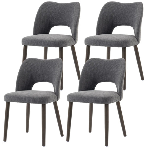 Upholstered Dining Chairs Set, Rubberwood Legs, Dark Grey
