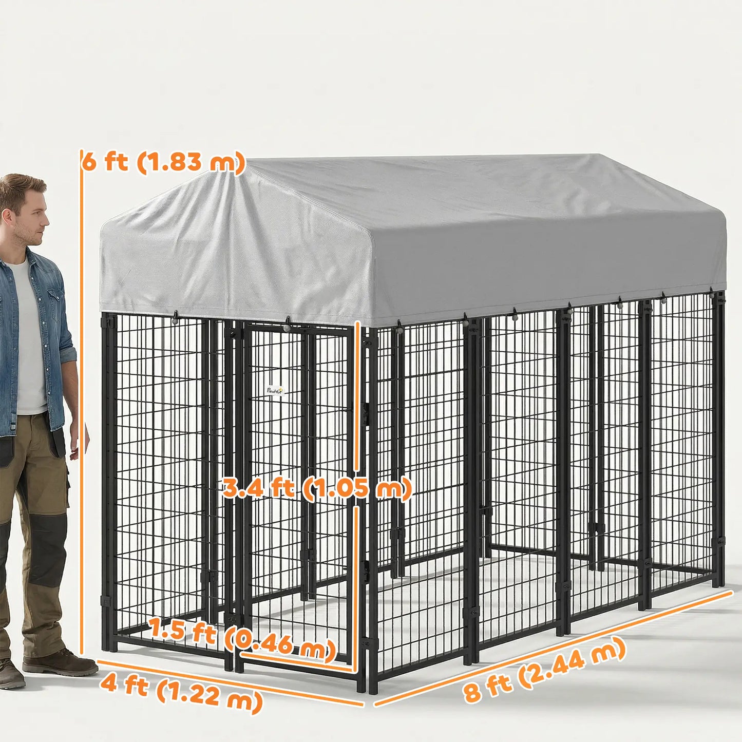 Outdoor Dog Kennel With Roof, 8' x 4' x 6', Heavy Duty Welded Wire Playpen Dog Kennels at Gallery Canada