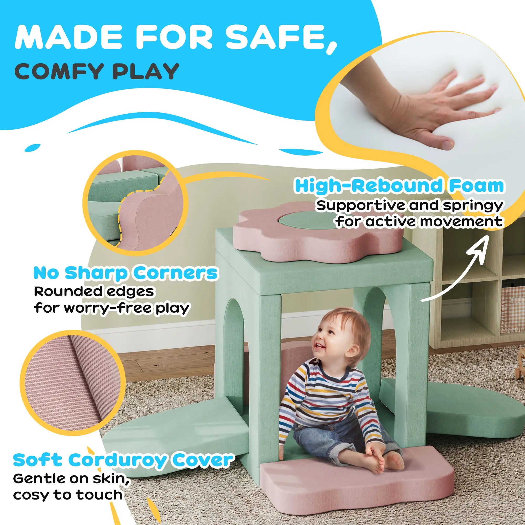 12-Piece Climbing Toys for Toddlers, Indoor Play Set, Green Kids Gym & Playmats at Gallery Canada