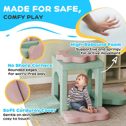 12-Piece Climbing Toys for Toddlers, Indoor Play Set, Green Kids Gym & Playmats at Gallery Canada