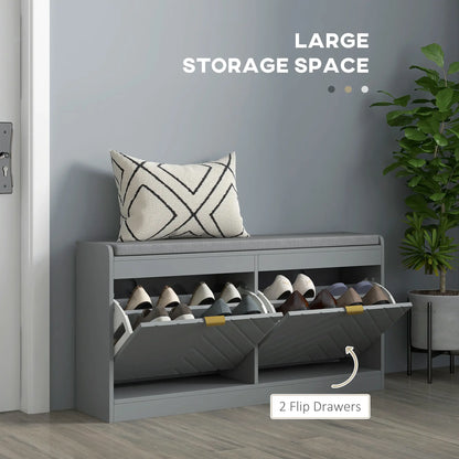 Shoe Storage with Seat, Upholstered Hallway Bench, Shoe Bench with 2 Flip Drawers and 4 Vents for 8 Pairs of Shoes Shoe Storage Cabinets & Racks at Gallery Canada
