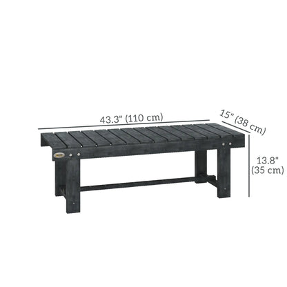 Outdoor Garden Bench, Fir Wood Stool, 43.25" x 15" x 13.75", Grey Outdoor Benches at Gallery Canada