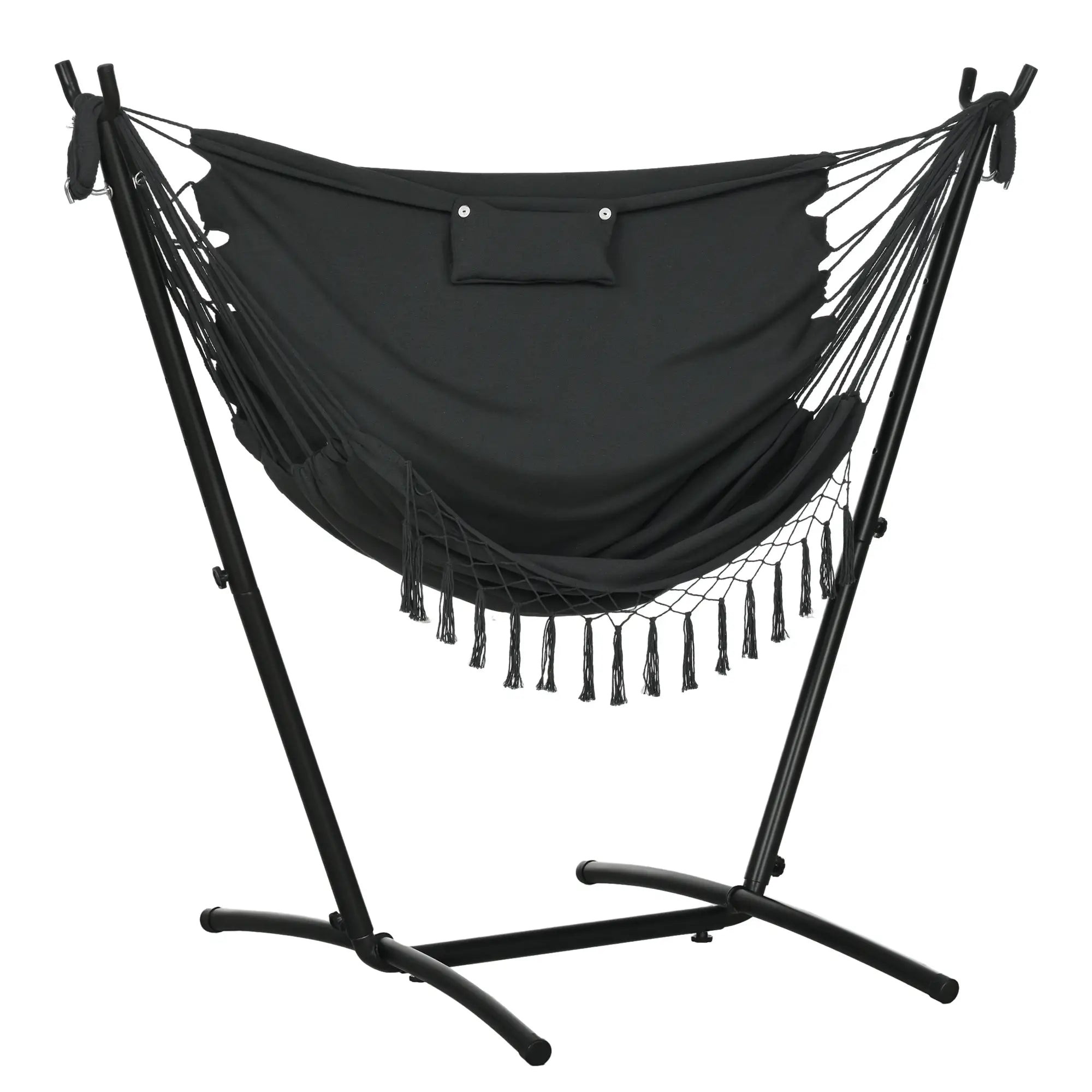 Outdoor Hammock Chair With Stand, Side Pocket And Headrest, Dark Grey Patio Swings with Stand at Gallery Canada