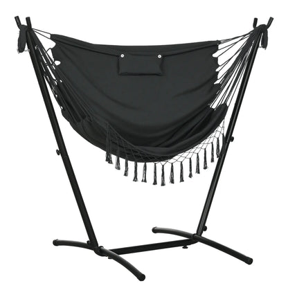 Outdoor Hammock Chair With Stand, Side Pocket And Headrest, Dark Grey Patio Swings with Stand at Gallery Canada