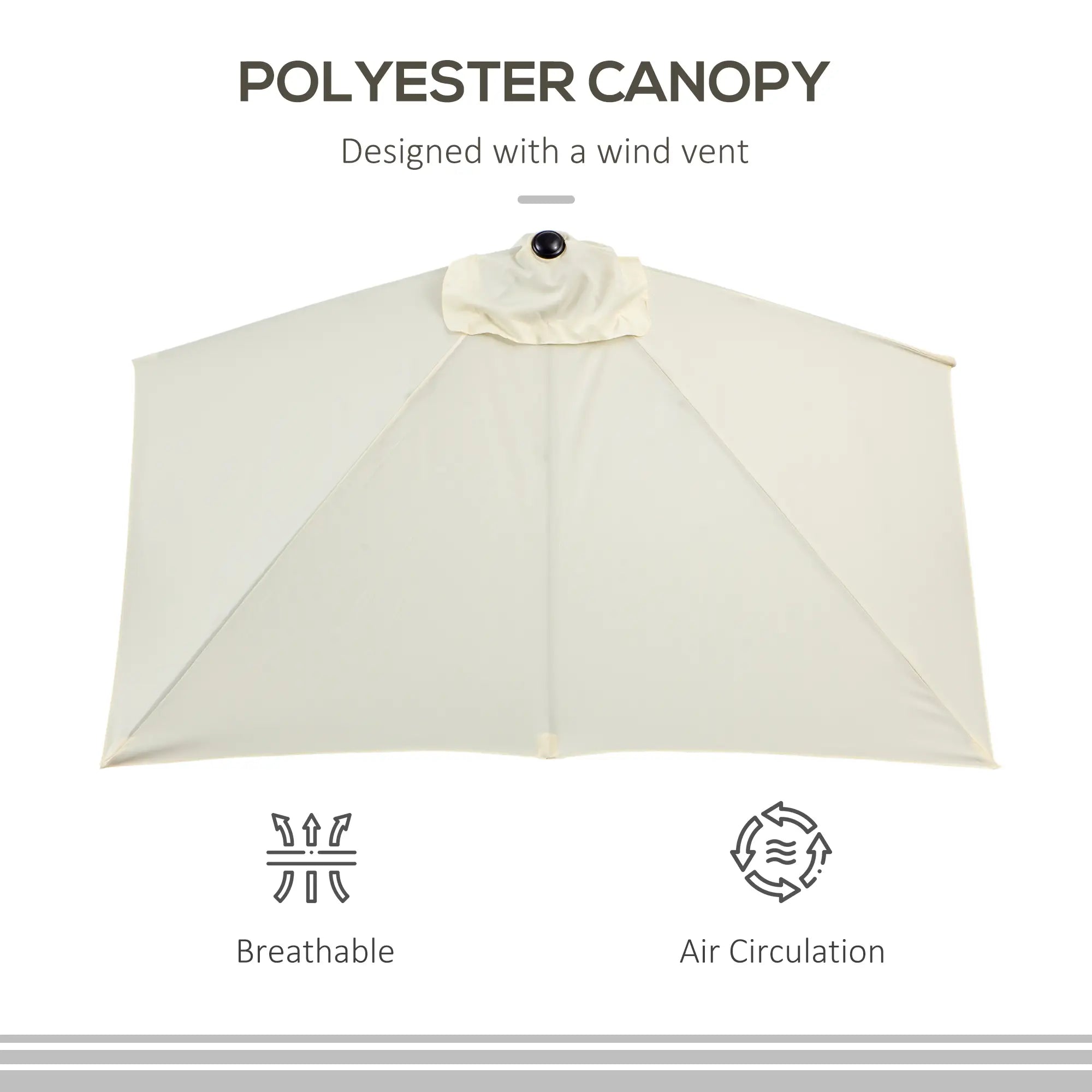 8ft Half Umbrella, Outdoor Balcony Parasol, 5 Ribs, Beige Sun Umbrellas at Gallery Canada
