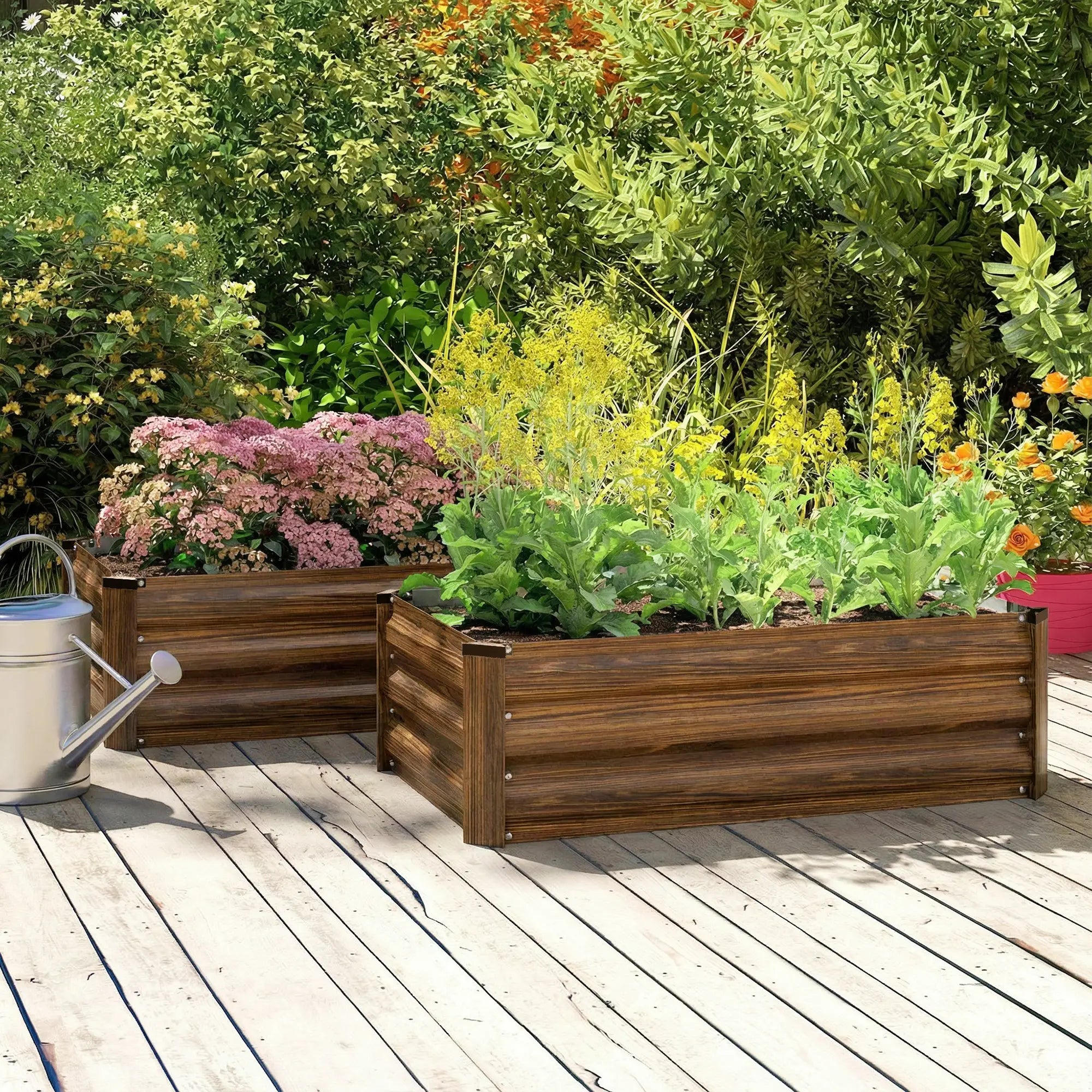Galvanized Raised Garden Beds, Outdoor Planter Box, Dark Brown Galvanized Planter Boxes at Gallery Canada