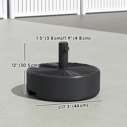 Patio Umbrella Base With Handle, 1.5" And 1.9" Poles, Black