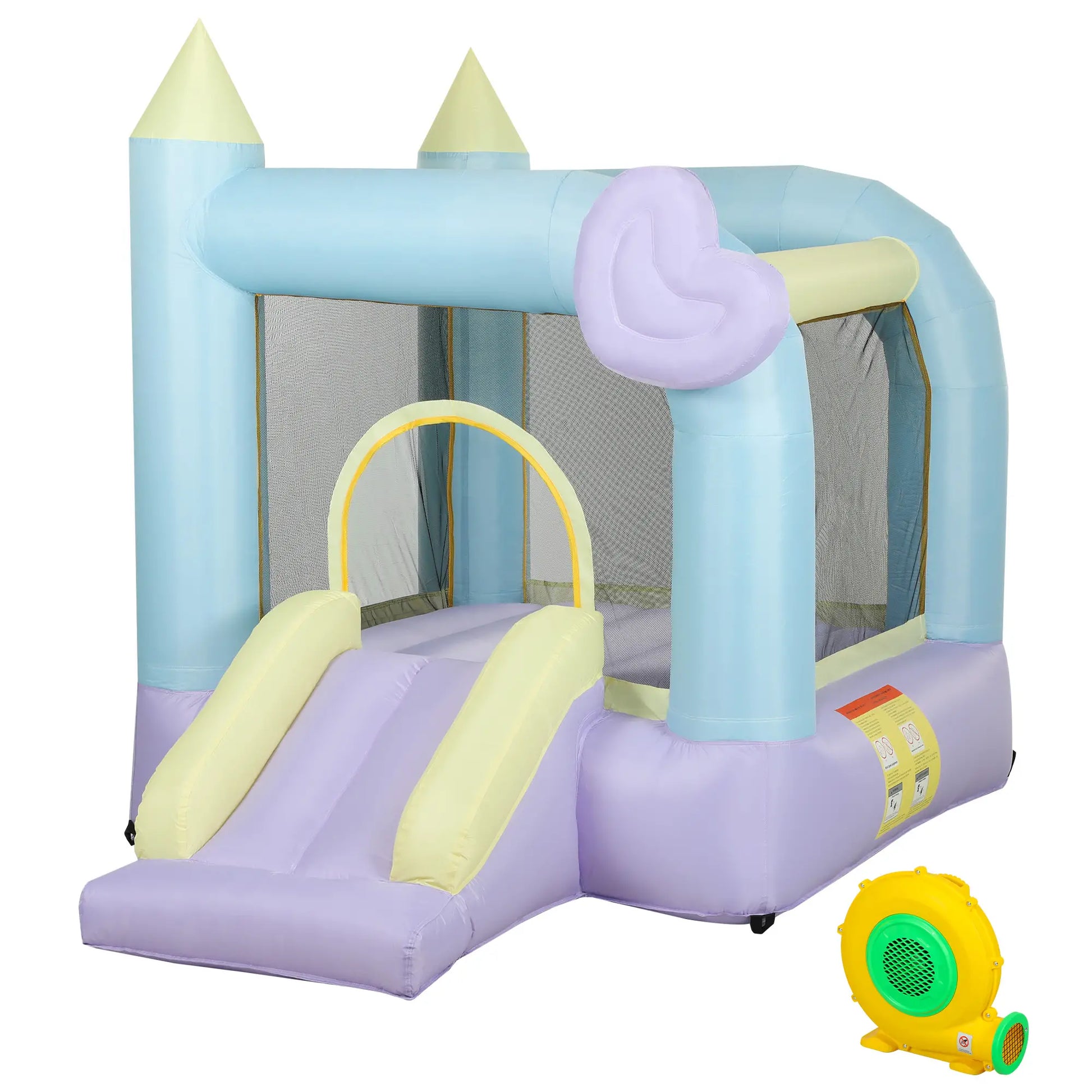 Inflatable Bounce House with Blower, Slide, 98" x 65" x 79", Kids Ages 3-8 Inflatables Multi Colour at Gallery Canada