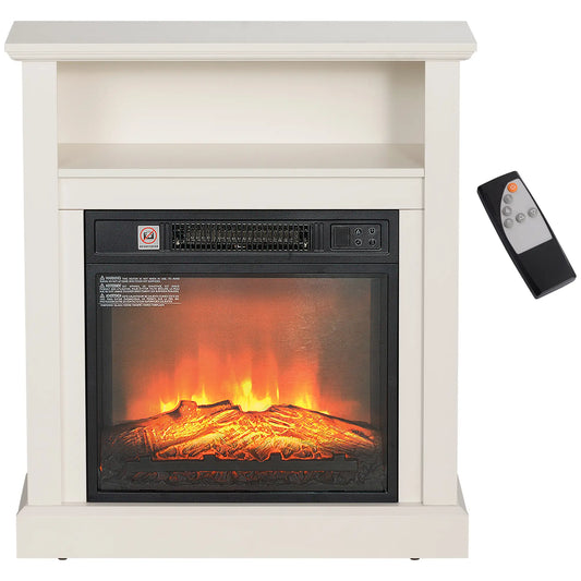 27" Freestanding Electric Fireplace, 1400W Heater with Timer, White Electric Fireplaces White at Gallery Canada