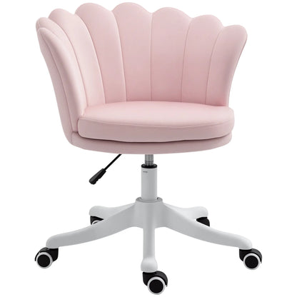 Adjustable Height Study Chair, Mid Back Velvet, Swivel Wheels, Pink Task Chairs Pink at Gallery Canada