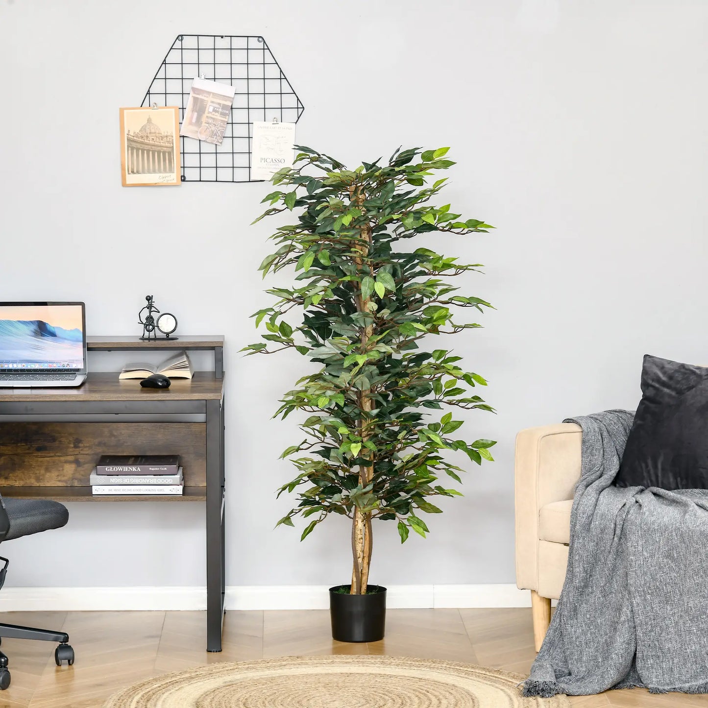 5FT Artificial Ficus Tree, Fake Plant in Nursery Pot, Indoor Decor Artificial Trees at Gallery Canada