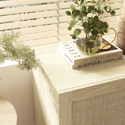 Boho Sideboard Buffet, 3 Rattan Doors, Adjustable Shelves, Natural Storage Cabinets at Gallery Canada