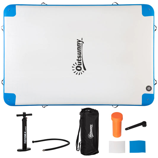 10' x 7' Inflatable Floating Dock, for Pool, Beach, Ocean, Blue Floating Water Mats White, Blue at Gallery Canada