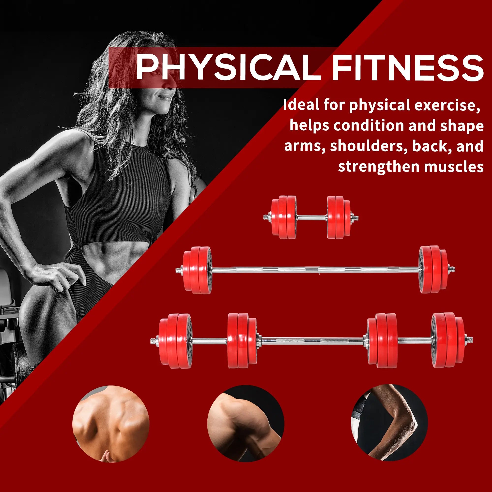 66lbs 2-In-1 Dumbbell, Barbell Adjustable Set, Strength Exercise Dumbbells & Barbells at Gallery Canada