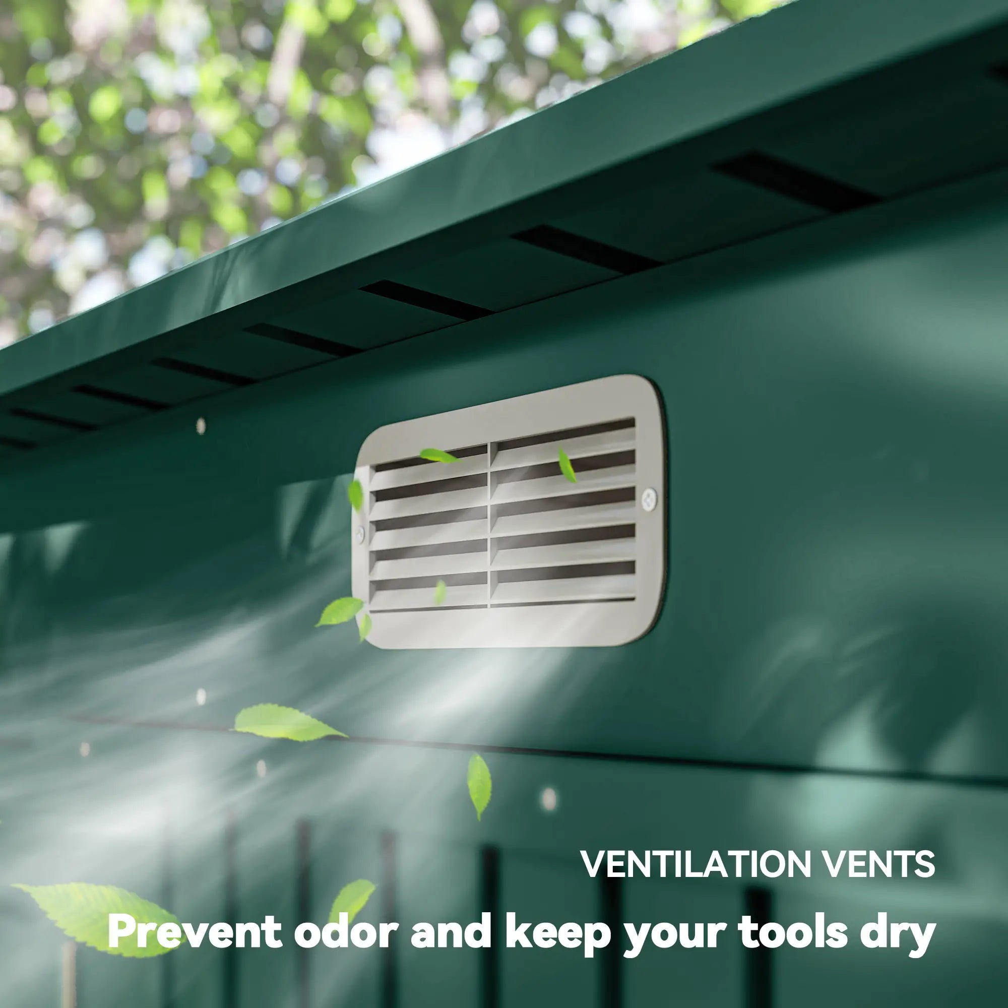 8 x 4FT Galvanized Metal Garden Shed, Double Doors, 2 Vents, Green Sheds at Gallery Canada