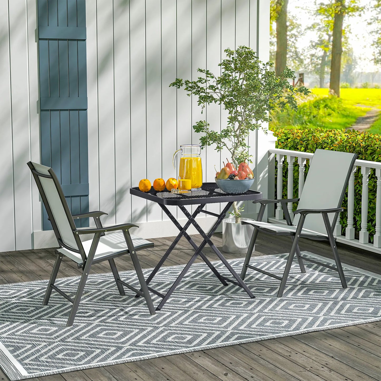 27.5" Square Outdoor Patio Table, Folding, Grid Rattan-Like Top, Black Patio Dinning Tables at Gallery Canada