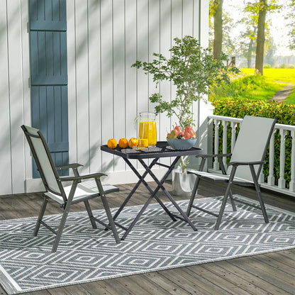 27.5" Square Outdoor Patio Table, Folding, Grid Rattan-Like Top, Black Patio Dinning Tables at Gallery Canada