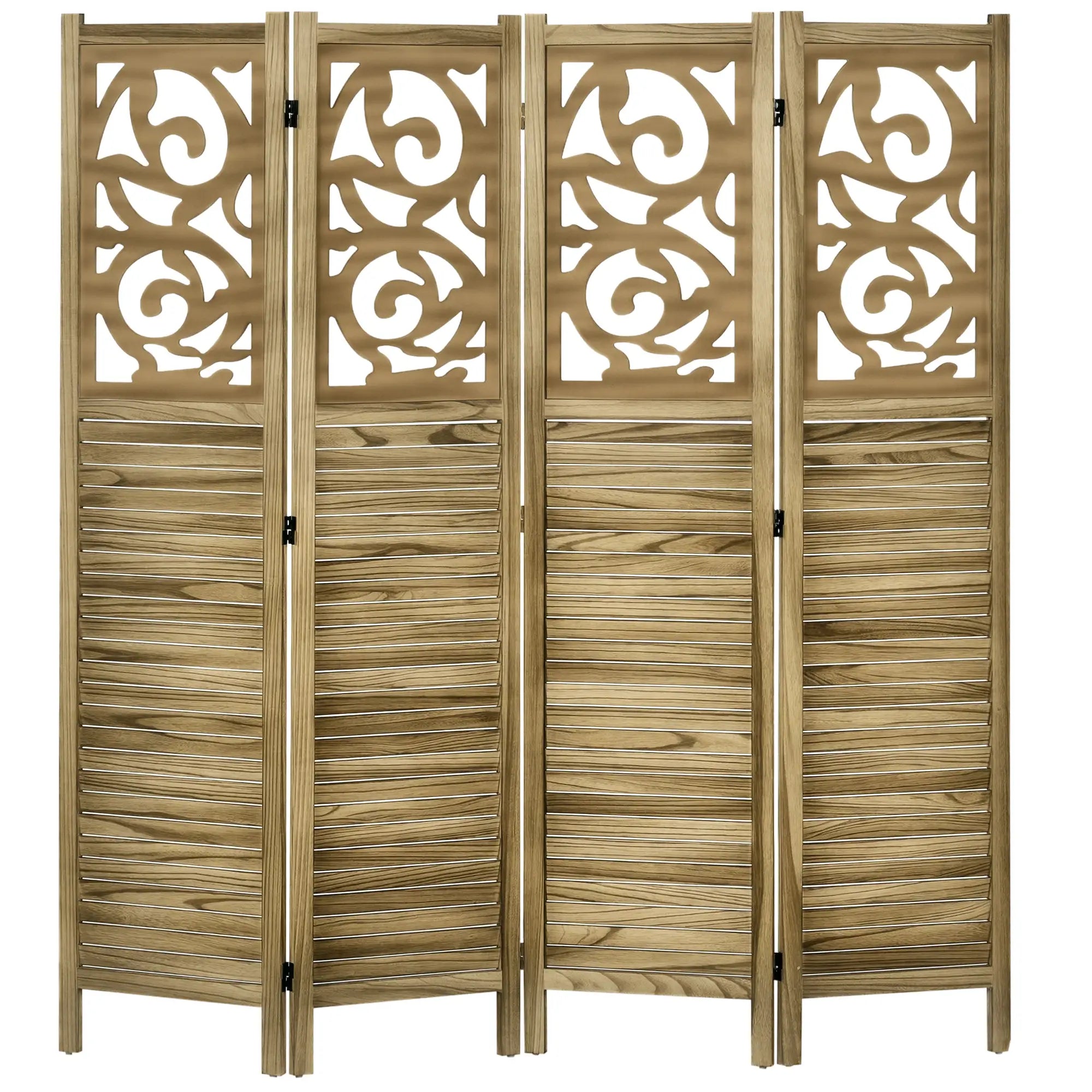 5.6 Ft Room Divider, 4 Panel Folding Privacy Screen, Brown Room Dividers at Gallery Canada