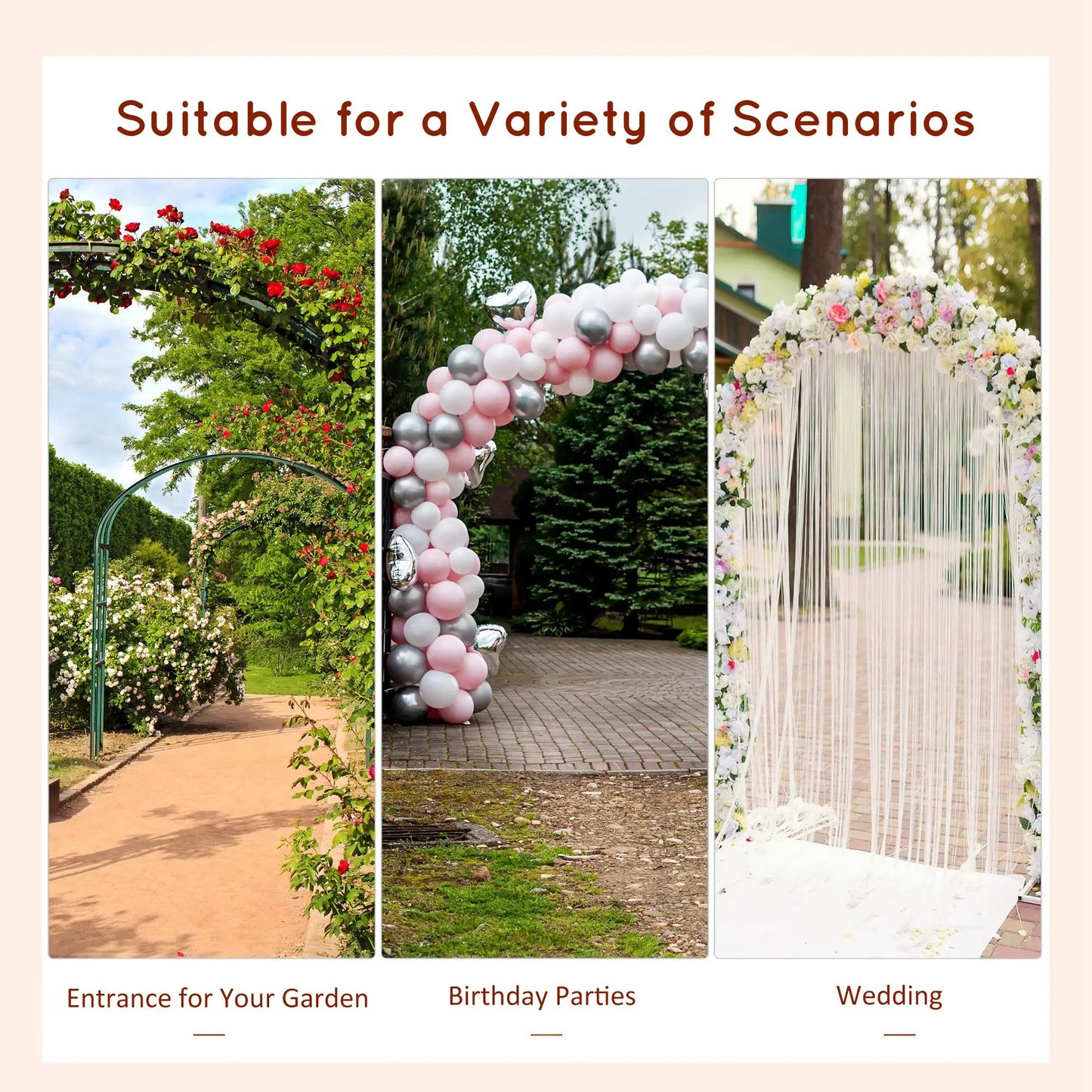 7.5FT Wood Garden Arch Trellis, Round Pergola Arbor, Yellow Garden Arches at Gallery Canada