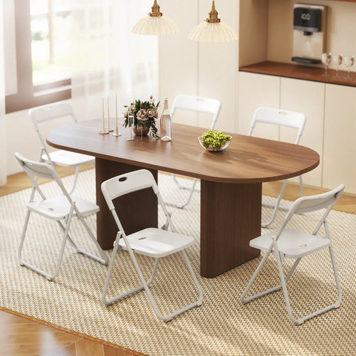 Folding Chairs 6 Pack, Plastic with Steel Frame, White
