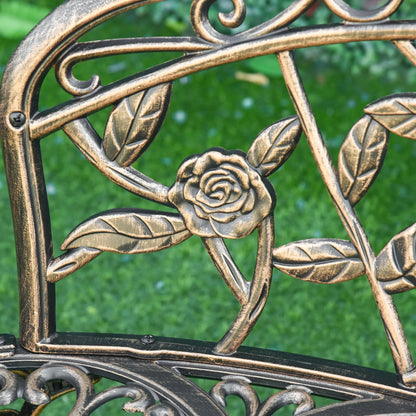 40" Outdoor Garden Bench, Cast Aluminum Antique Rose, Patio Loveseat, Bronze Outdoor Benches at Gallery Canada