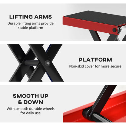 1100lbs Motorcycle Jack, Adjustable Scissor Lift, Anti-Slip Deck, Red Bike Trainer Stands at Gallery Canada