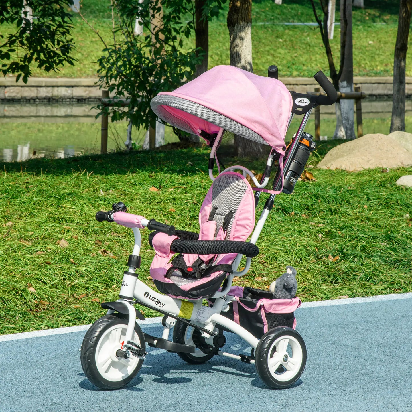 6 in 1 Toddler Tricycle Stroller with Basket, Canopy, 5-point Safety Harness, for 12-60 Months, Pink Tricycles for Kids at Gallery Canada