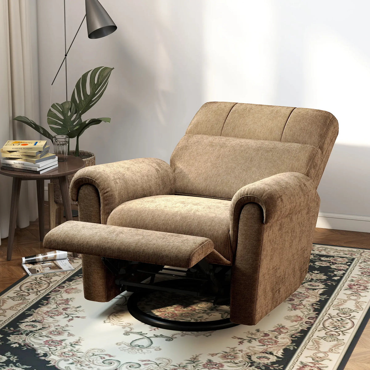 Power Recliner Chair, Fabric Upholstered, USB Ports, Swivel Rocking, Footrest Sofas & Reclining Chairs at Gallery Canada