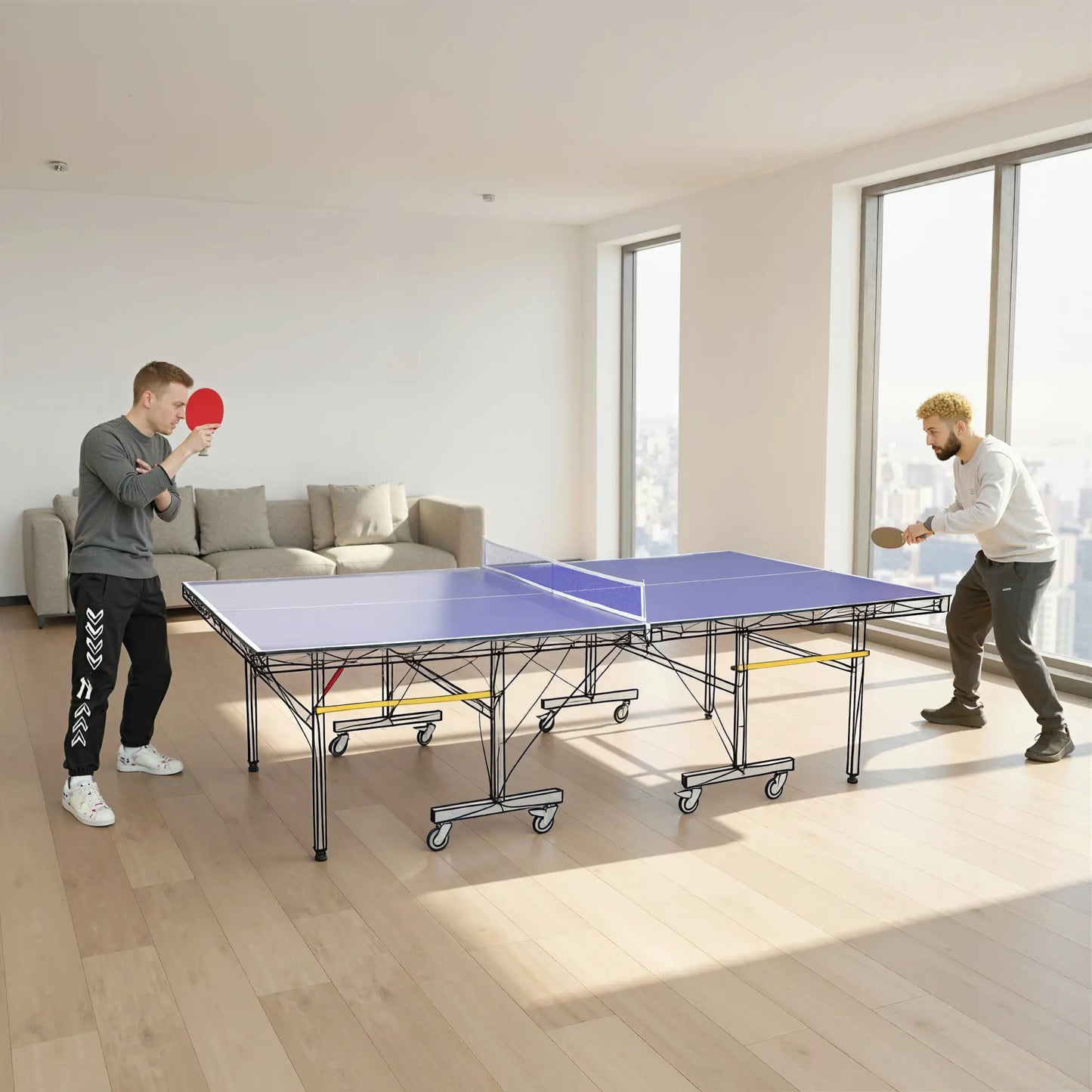 9 ft Folding Ping Pong Table Top, Pool Table Conversion, Blue Game Tables at Gallery Canada