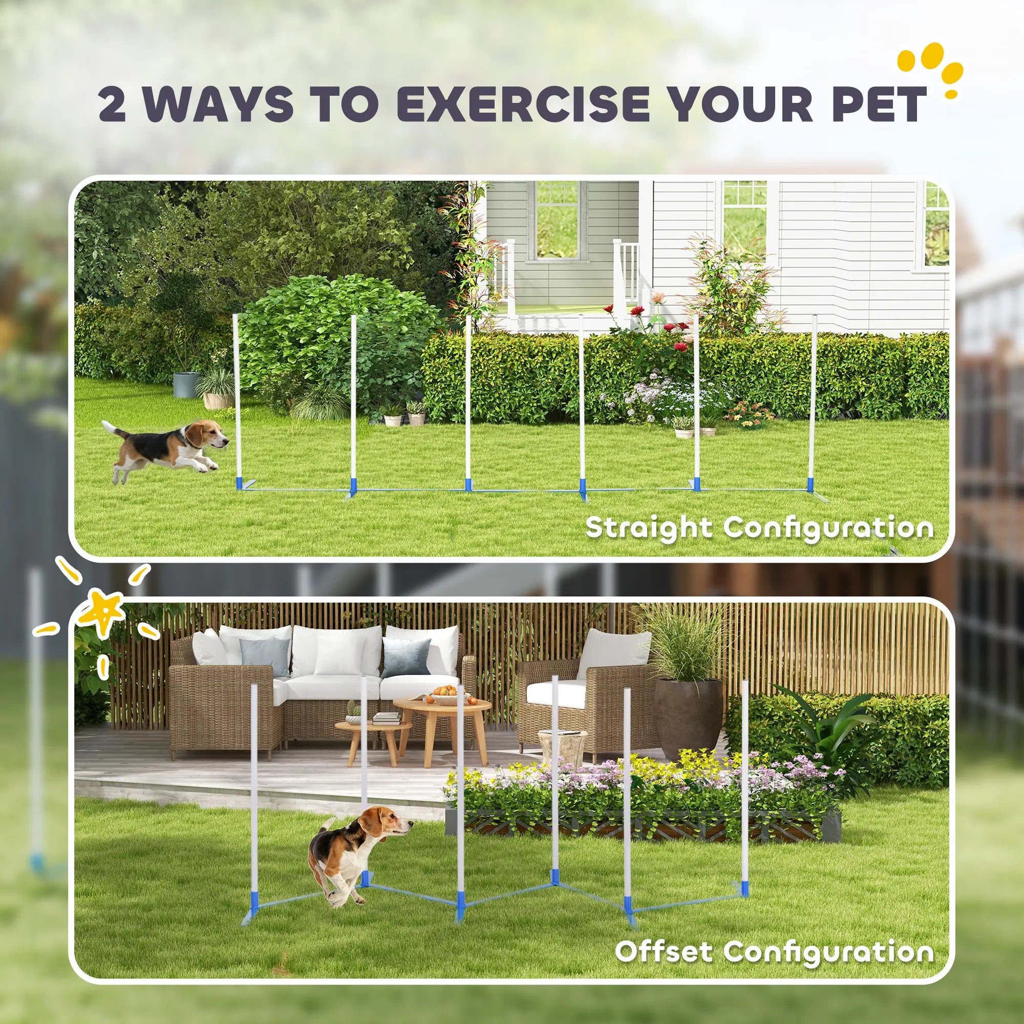Adjustable Dog Agility Training Set, Weave Poles, Storage Bag, Blue and White Dog Agility Training Equipment at Gallery Canada