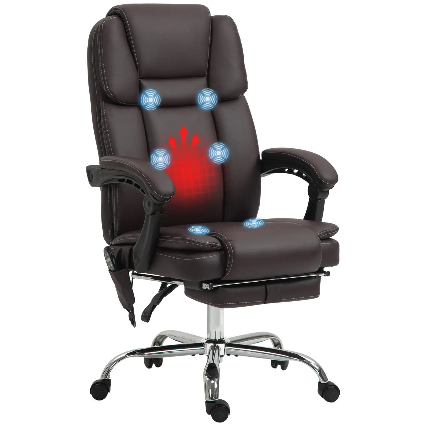 Massage Office Chair, Reclining Executive Chair, 6-Point Vibration, Footrest, Dark Brown Massage Chairs at Gallery Canada