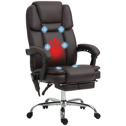 Massage Office Chair, Reclining Executive Chair, 6-Point Vibration, Footrest, Dark Brown Massage Chairs at Gallery Canada