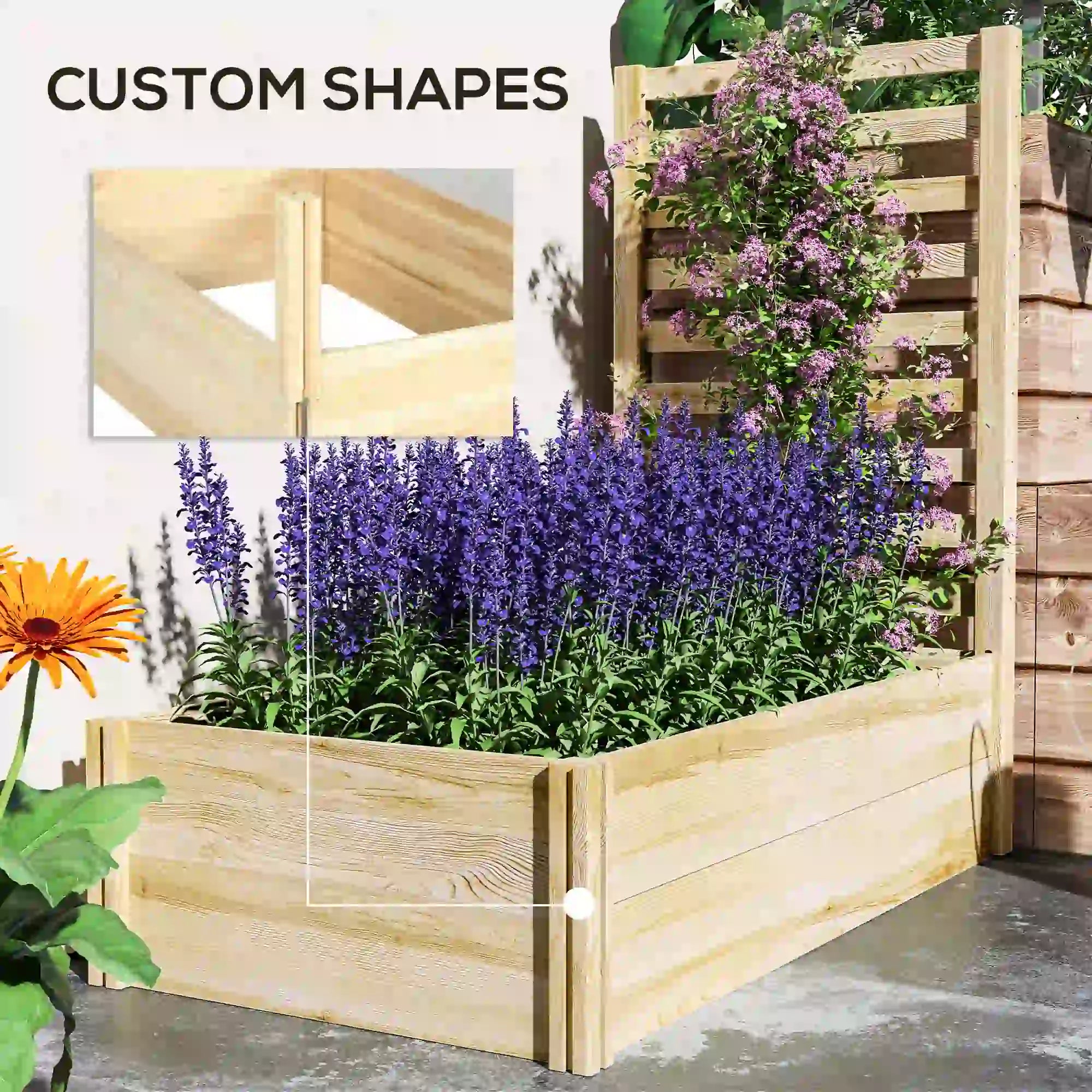 Wood Planter Box with Trellis, Raised Garden Bed, 91