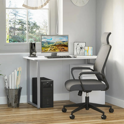 47" L Computer Desk, Metal Frame, Reversible File Drawers, White Writing Desks at Gallery Canada