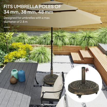 Round Patio Umbrella Base, 46 lbs Resin Stand with Wheels, Bronze Umbrella Bases at Gallery Canada